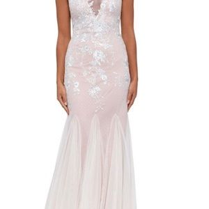 A white and cream Betsy & Adam maxi dress, size 10